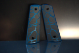 Blue Yggdrasil Roots Engraved 1911 Grips